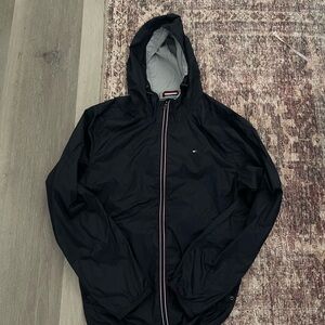 Tommy Hilfiger Black Hooded Raincoat